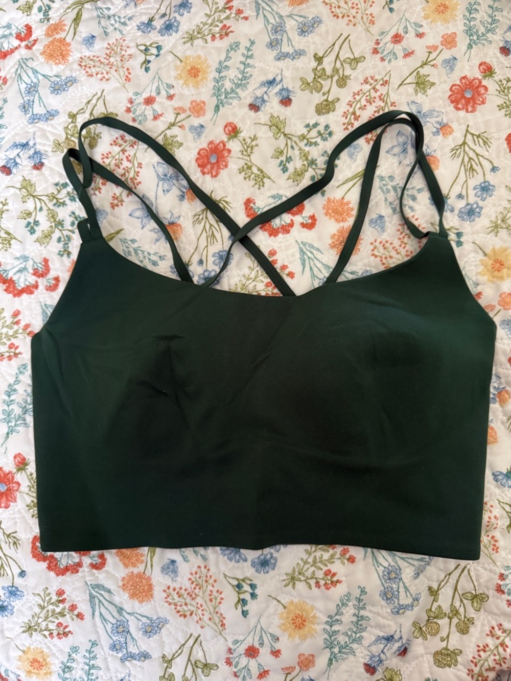 Seamless Dark Green Cross-Back Bralette